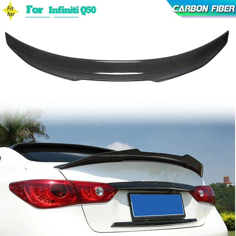

Carbon Fiber Car Rear Trunk Spoiler Wing for Infiniti Q50 Sedan 4-Door 2014-2020 Racing Rear Trunk Spoiler Boot Lid Wing Lip