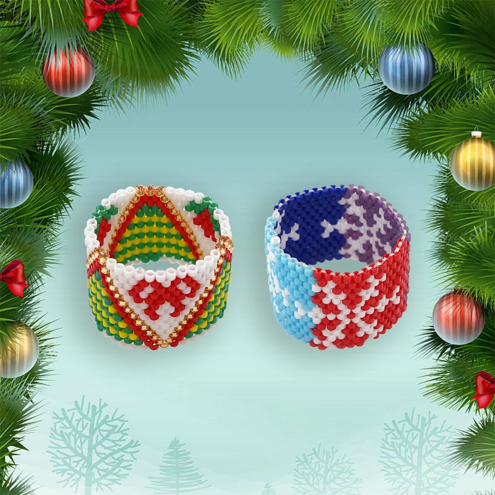 

Go2Boho Fashion Rings Party Accessories Female Trend Jewelry Gifts Christmas Charm Rings Snow Multi Color Beaded for Women