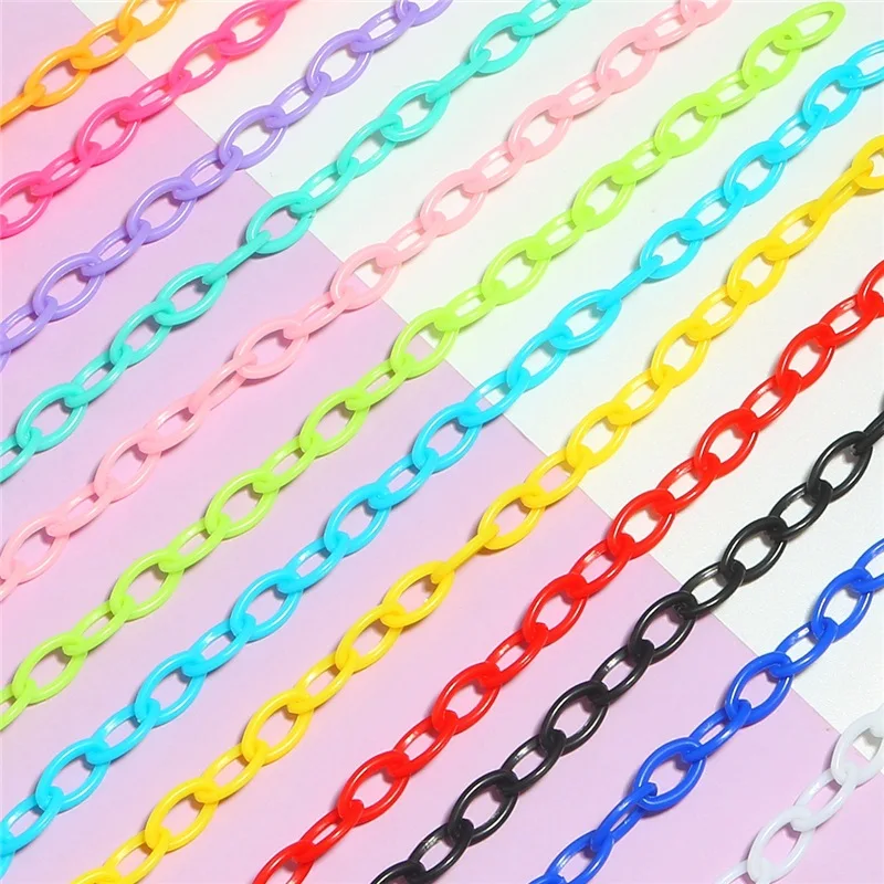 

4pcs Length 40cm Colorful Acrylic Link Chain Lobster Clasp Chains for Eye Chain Making Jewelry Findings Links Chain Plastic