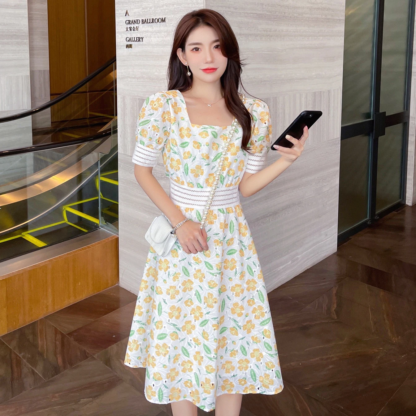 

Женское шифоновое платье-миди с цветочным принтом, повседневное винтажное платье во французском стиле, модель 2021 в Корейском стиле на лето