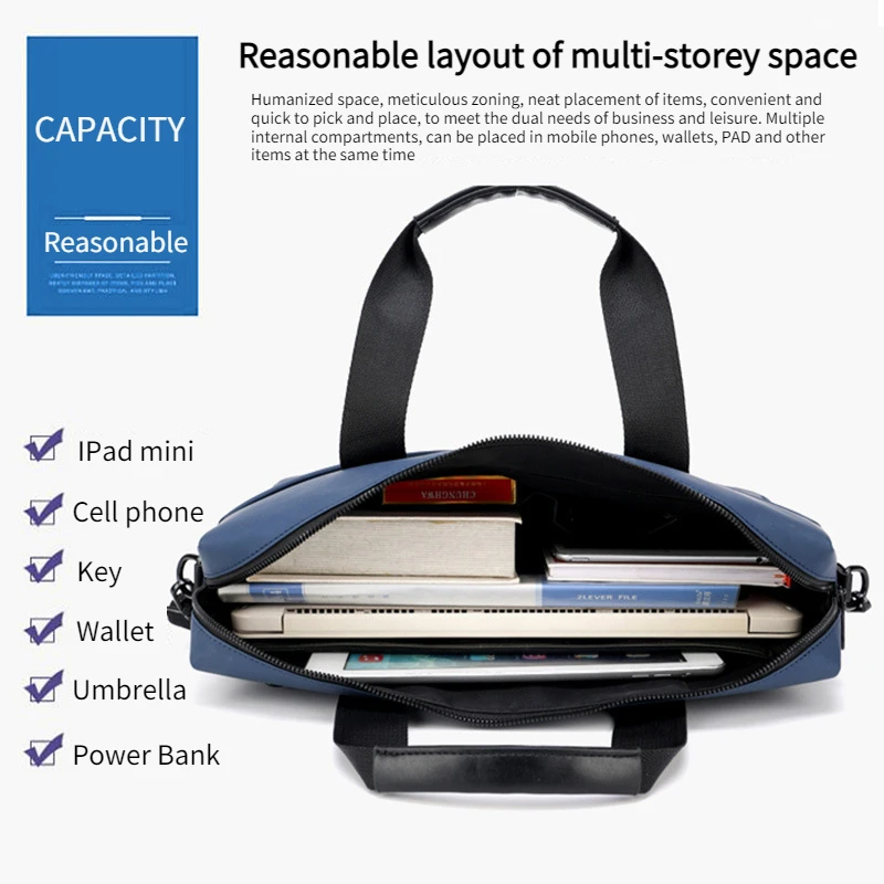 High Quality Handbag Men's Business Bag Tote Briefcase Large Capacity Hand Carry Leather Computer Bag Simple Work Bag A4 File