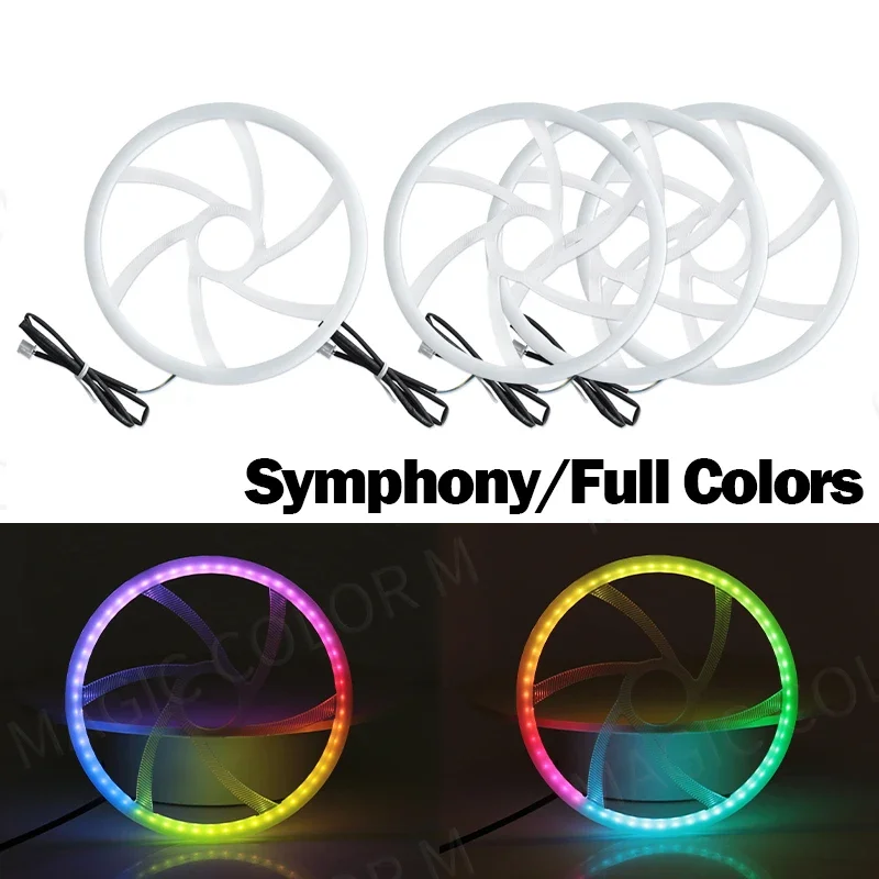 

5,9-дюймовый симфонический RGB автомобильный звуковой сигнал, светодиодный аудиокапот, 64 цвета, украшение интерьера, лампы для спортсменов, аксессуары для управления через приложение
