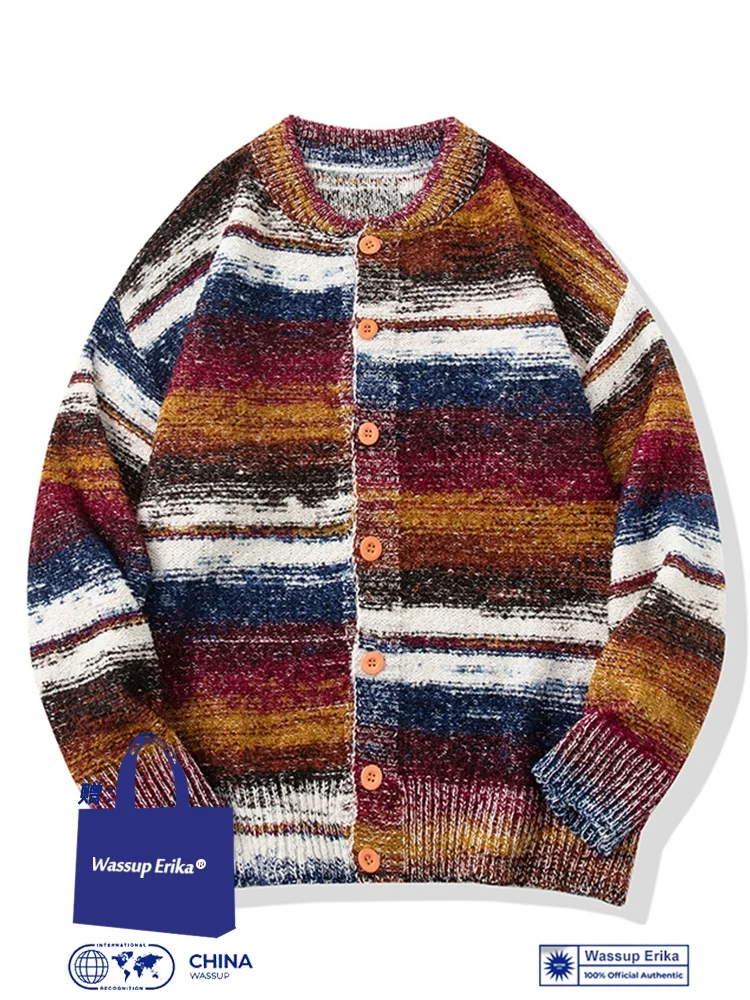 Wassup Erika Американский винтажный кардиган-свитер мужской осенний вязаный свитер
