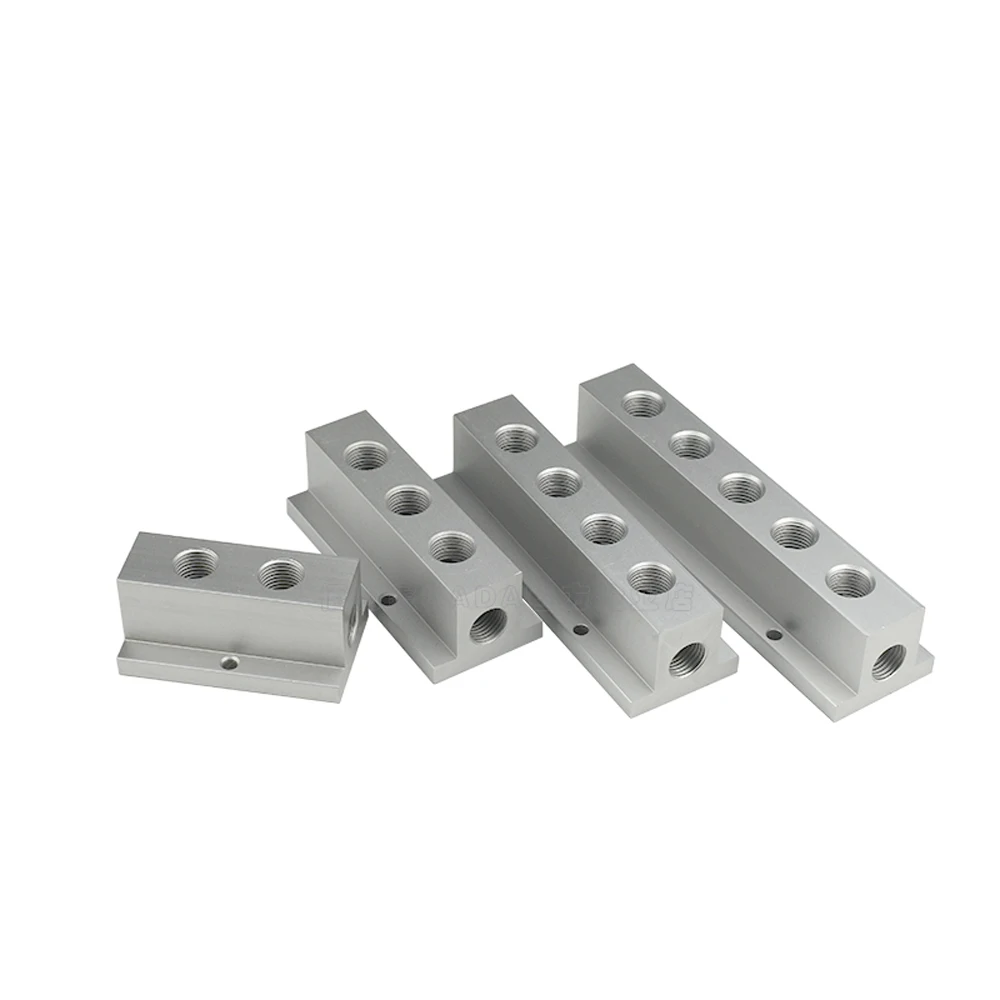 

Compact-Type 1/4" BSP Female 2 3 4 5 6 7 8 9 10 Ways 4-12 Ports Solid Aluminum T-Shape Air Manifold Block Splitter