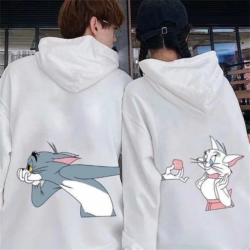 Толстовка с капюшоном для мужчин и женщин милый кот Том мышь Джерри топ