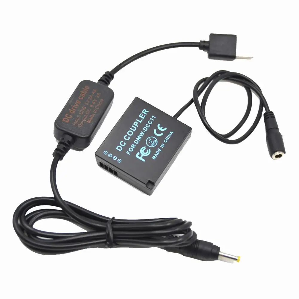 

DMW-BLG10 BLE9 DCC11 Dummy Battery+Power Bank 5V USB Cable for Panasonic Lumix DMC-GF6 GF5 GF3K GX7 S6 S6K GX80 GX85 Cameras