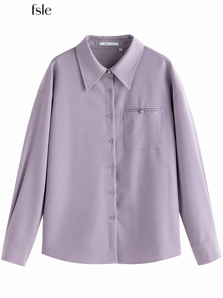 

Блузка женская однотонная универсальная с длинным рукавом и воротником-поло