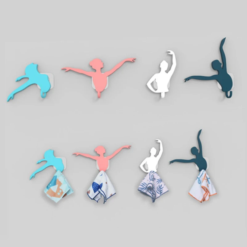 

Вешалка для банных полотенец, нескользящий декоративный крючок для балерины, не требует сверления, настенная художественная вешалка для посуды и салфеток