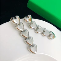 2022 korean new statement silver color metal heart long earrings for women fashion bijoux love pendientes colgantes