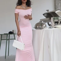 solid maxi dress short sleeve bodycon dress sexy party club evening vacation wholesale items daily wear dress summer 2020