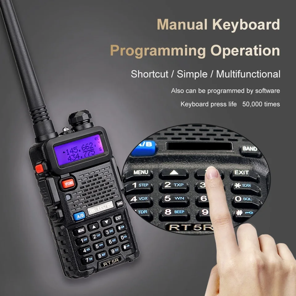 

New` RT5R Handy Walkie Talkie 5W VHF UHF USB Ham Amateur Two-Way Radio Stations PTT Walkie-Talkies for Baofeng UV-5R Hunting