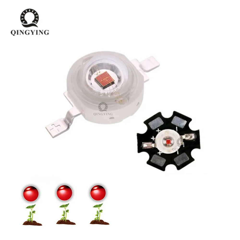 

10pcs-100pcs 1W 3W High Power Red LED 660nm LED for Plant Light Grow Light with 20mm PCB base