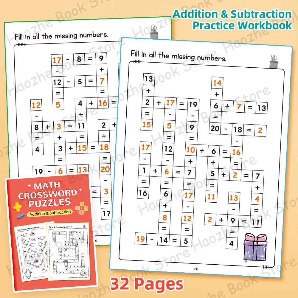 Рабочая тетрадь QKX Математические пазлы и кроссворды для детей вениамин маевич мёдов осваиваем грамоту рабочая тетрадь для занятий с детьми 5 6 лет фгос