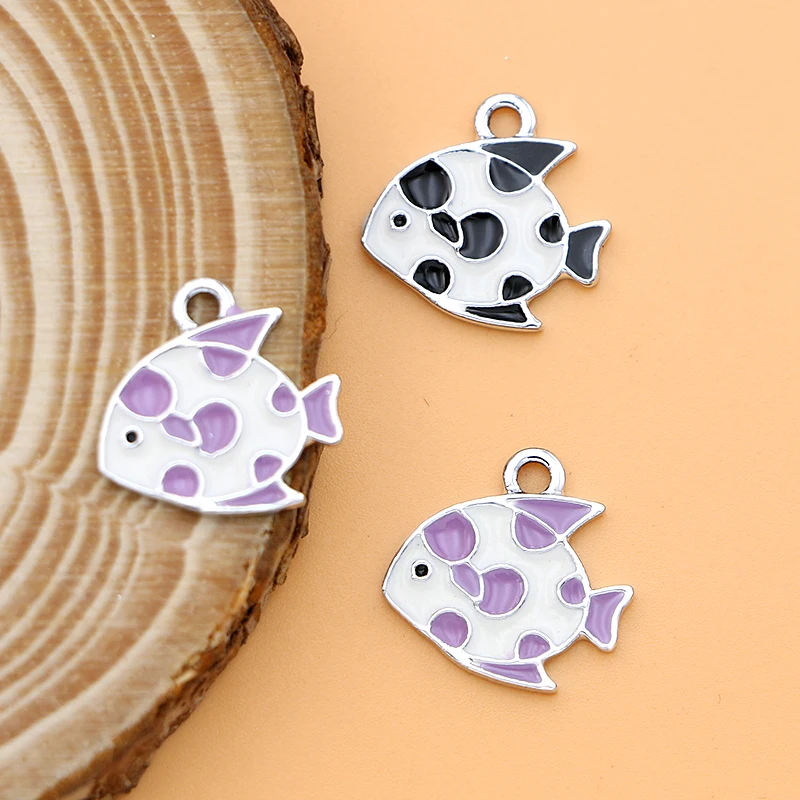 

10Pcs Silver Plated Cartoon Fish Charms Triangular Fish Pendants for Jewelry Making DIY Bracelet Earrings Necklaces Accessories