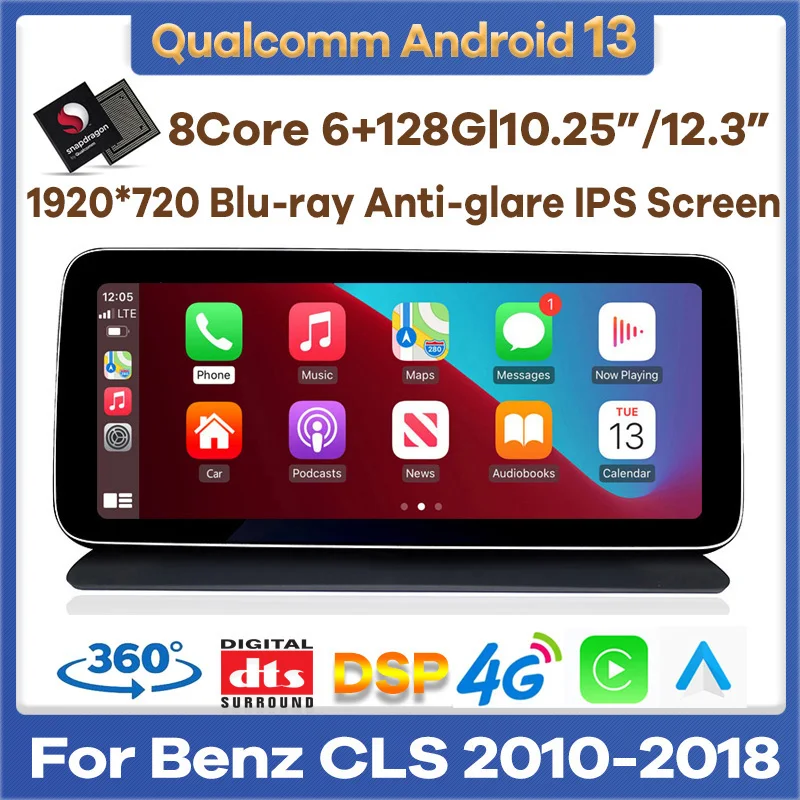 

Qualcomm 6+128G Android 13 Car Video Player for Mercedes Benz CLS Class W218 2011-2018 Auto Radio Stereo GPS CarPlay Headunit