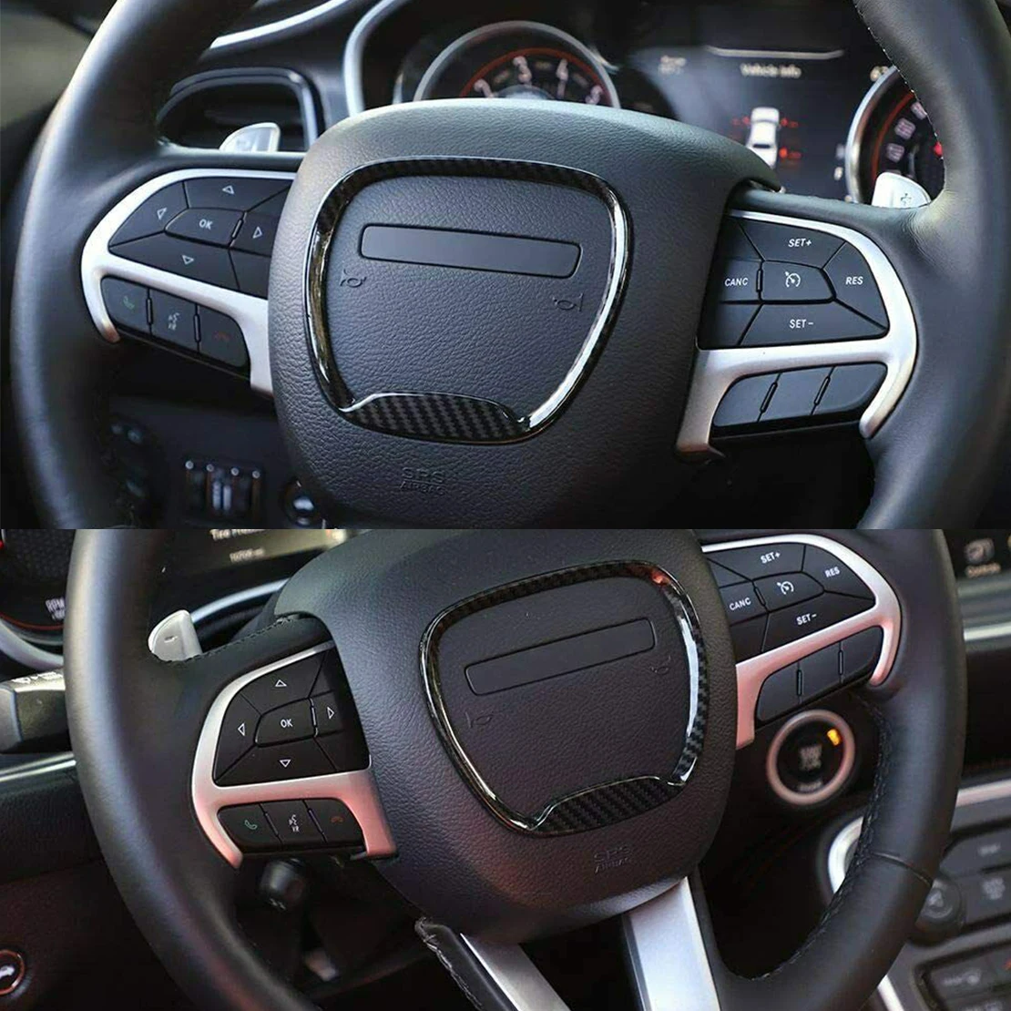 Черное углеродное волокно Стильный ABS центральное кольцо рулевого колеса чехол