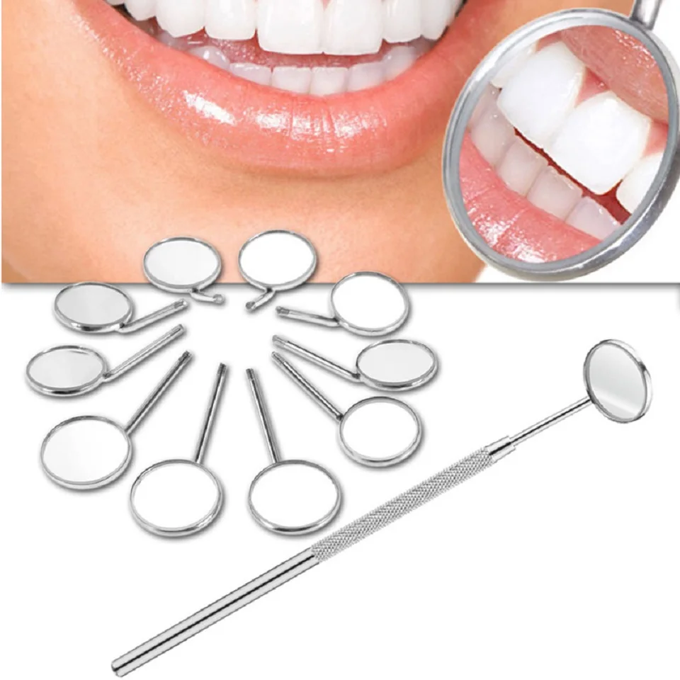 10/20pcs Dental Mirror Stainless Steel Handle Dentist Mouth Mirror For Checking Oral Lash Extension Teeth Whitening Mirrors Head