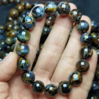 genuine natural blue pietersite gemstone bracelet stretch round beads 12mm from namibia cat eye yellow pietersite stone aaaaaa