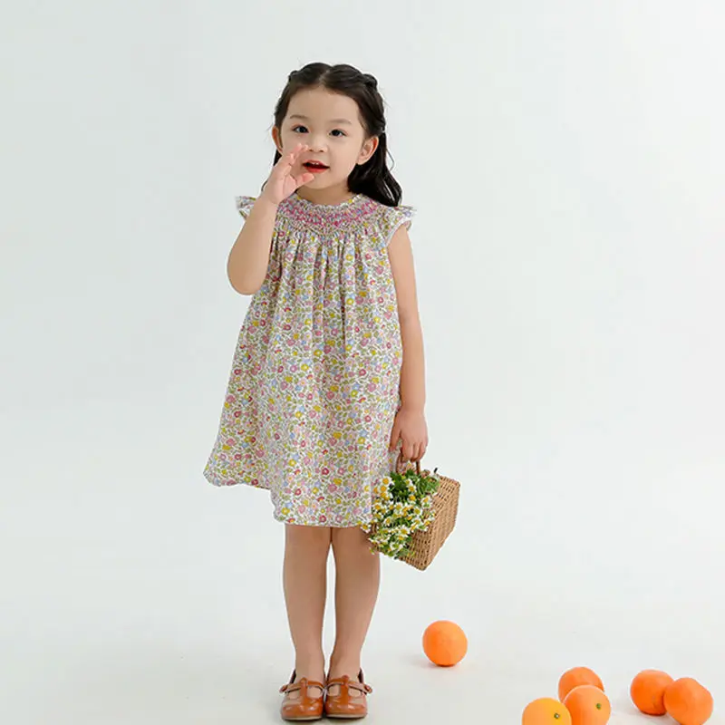 

Floral Baby Girl Dress Summer Sweet Flower Flying Sleeve Girls Princess Dresses Kids Party Wedding Dress Baby Clothes Vestidos