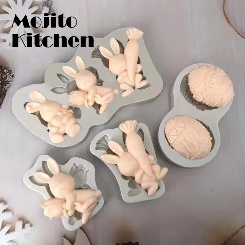 

New Easter Rabbit Fondant Silicone Mold Carrot Cake Decorating Tools Chocolate Cookies Baking Mould Egg DIY Clay Epoxy Mold