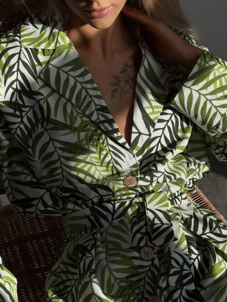 Женская пижама повседневный свободный комплект из двух предметов с принтом