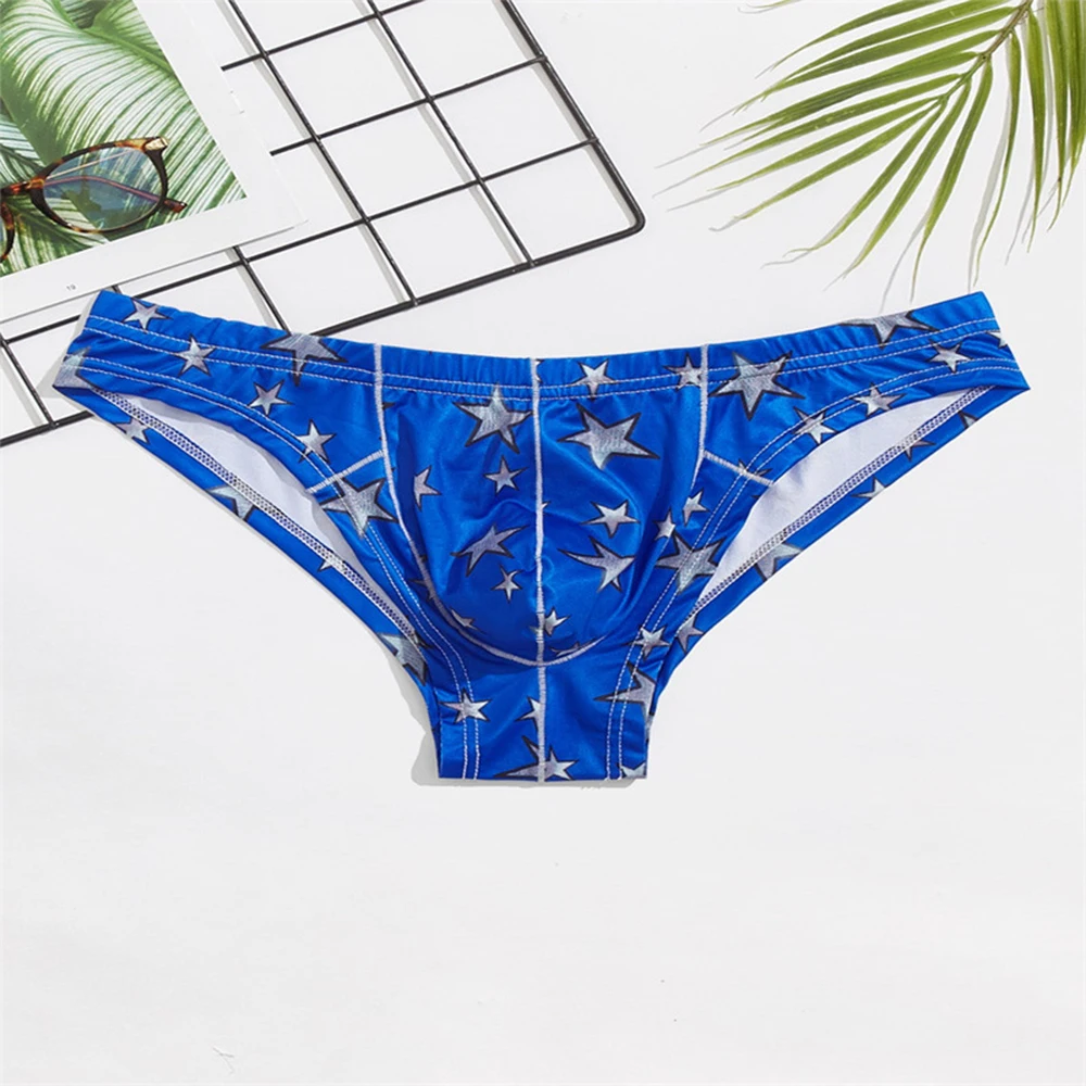 

Fashion Men Printed Underwear New Men's Briefs Sheer Underpants With Enhancing Convex Pouch Low-Waist Bikini Homme Cueca Tanga