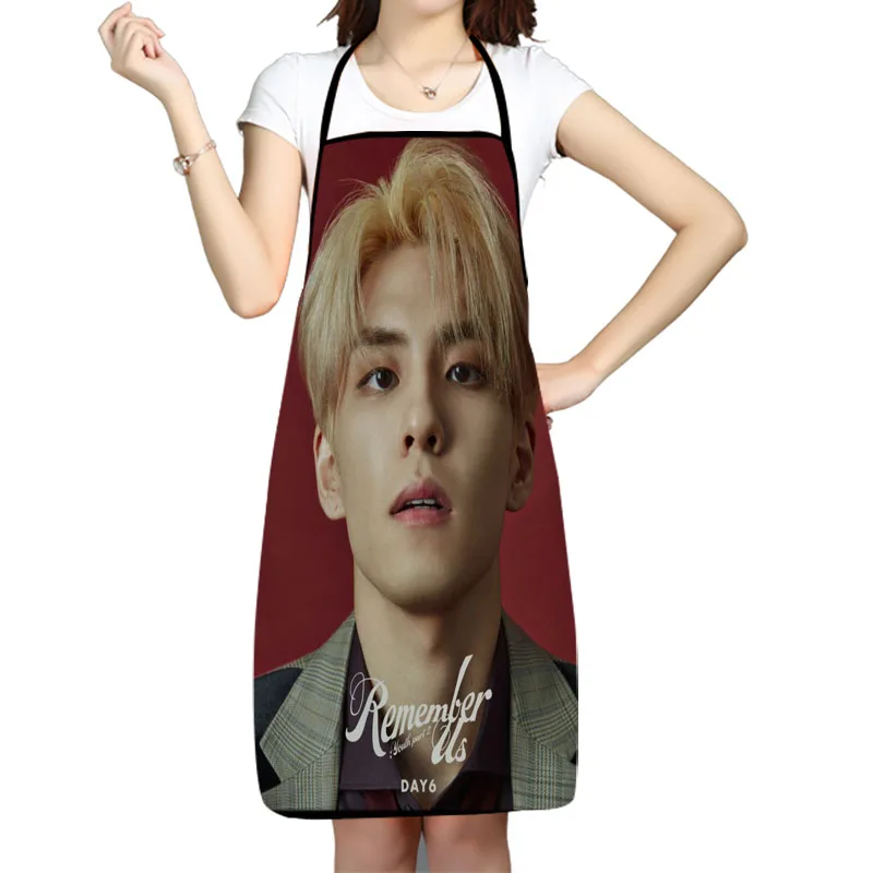 

Кухонный Фартук с принтом KPOP DAY6, без рукавов, стиль Оксфорд, для мужчин и женщин, инструменты для уборки дома, креативные подарки
