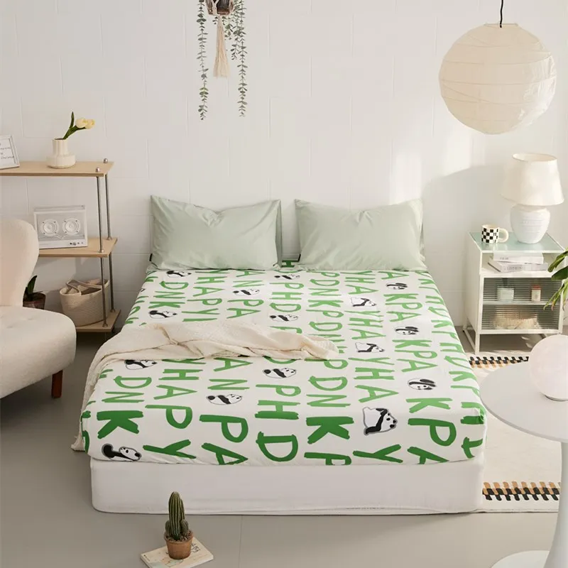 Cotton Single Bed Sheet Fitted 40q Twill Print Simple Double Student Pillowcase