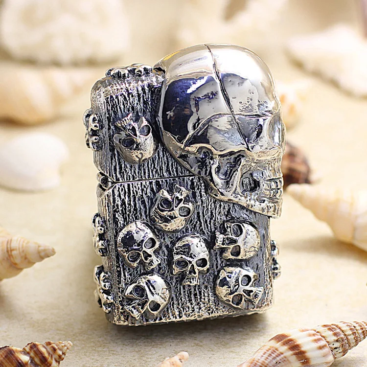 

Genuine Zippo Thick Armored Skeleton oil lighter copper windproof cigarette Kerosene lighters Gift anti-counterfeiting code