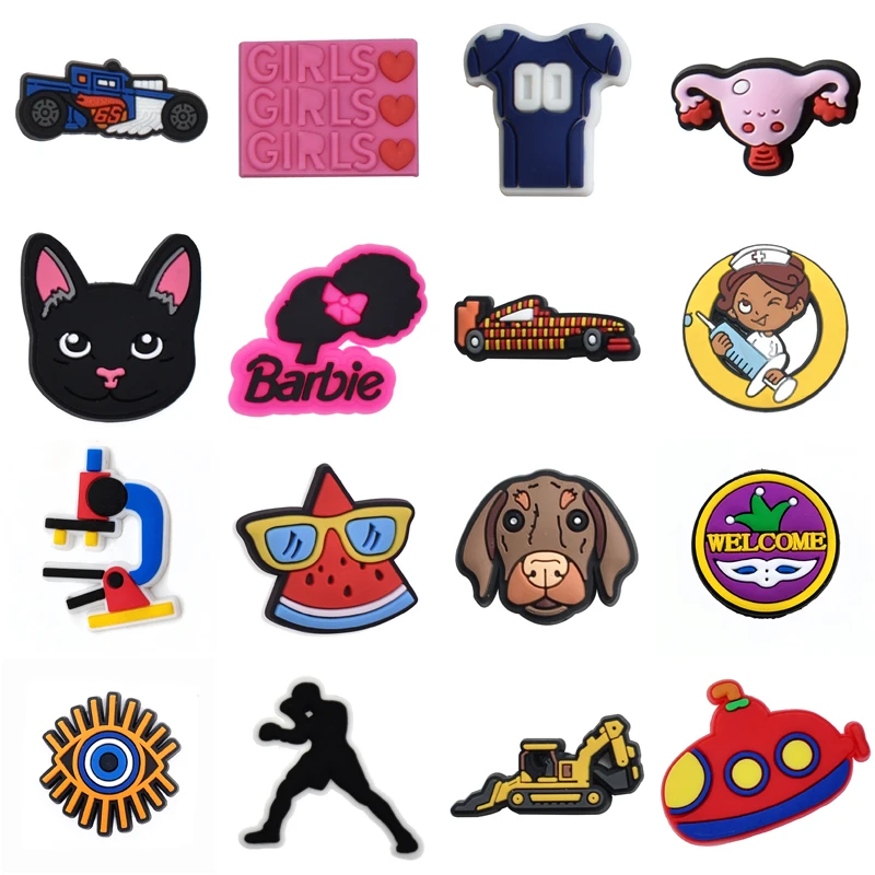 

Single Sales PVC Shoes Charms Accessories Boys Girls Party Gifts Garden Clog Buckle Pins Decorations Fit Croc Sandals Wristband