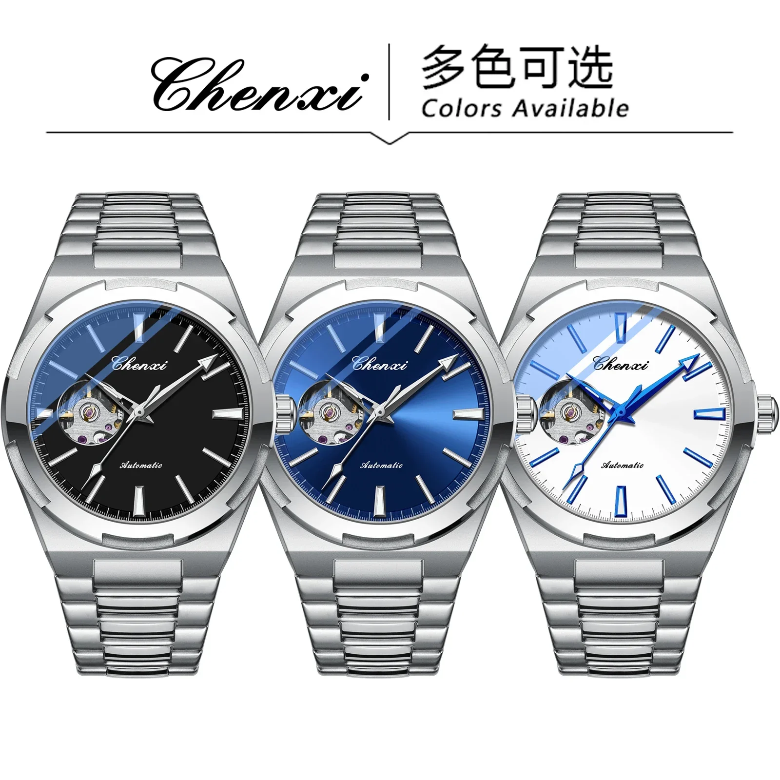 CHENXI 8856 Top Brand Automatic movement Mechanical Watch For Men Hollow Skeleton Man Watches Waterproof Business Wrist