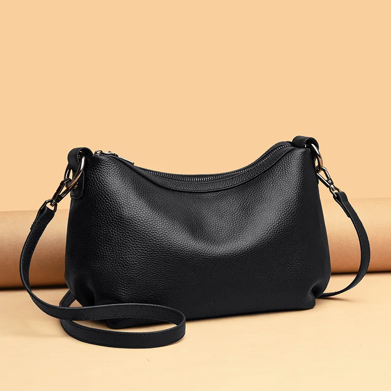 

Fashion Trend Luxury Designer Handbags For Women Genuine Leather Hobos Casual Vintage Shoulder Bags Korean Black Messenger Bag