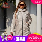 Astrid 2022 Весенние пальто Женские парки больших размеров Глянцевая длинная теплая стеганая одежда Женская куртка Верхняя одежда с карманом с капюшоном AM-10096