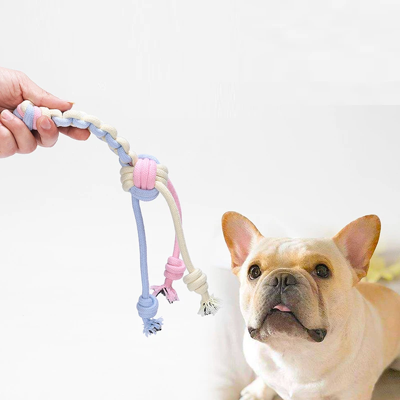 

Pet Dog Puppy Double Knot Chew Rope Knot Toys Clean Teeth Durable Braided Bone Rope Pet Molar Toy Pet Supplies