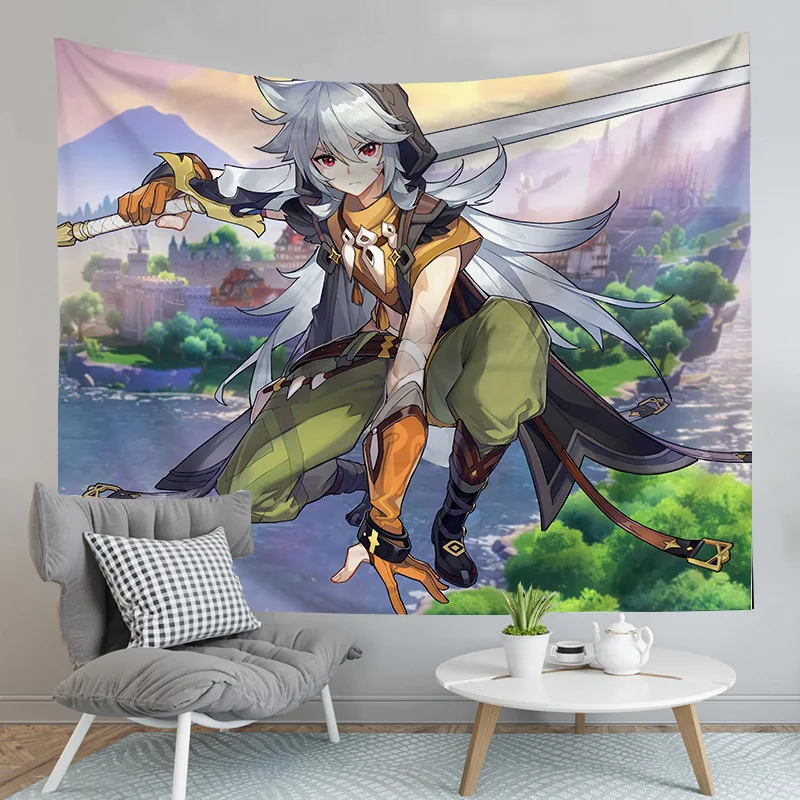 

Genshin Impact Tapestry Wall Hanging Art Decor Tapestry,Cartoon Home Furnishing,Used For Living Room Kitchen Bedroom Decoration