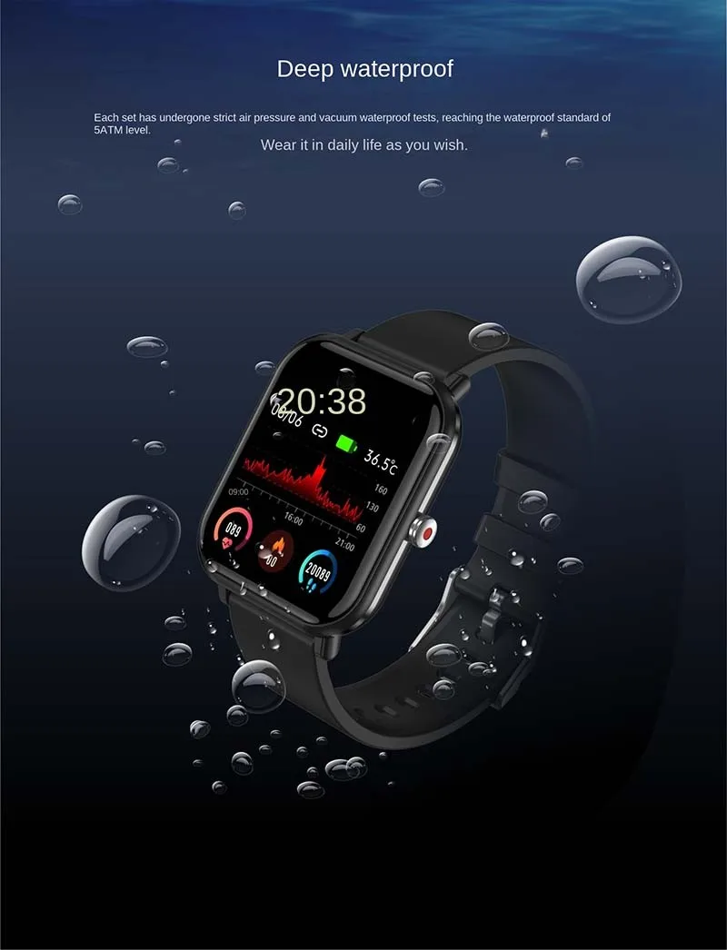 The New Bluetooth Smartwatch For Men And Women Can Measure Temperature, Heart Rate, Pressure, Blood Oxygen, Exercise Monitoring,