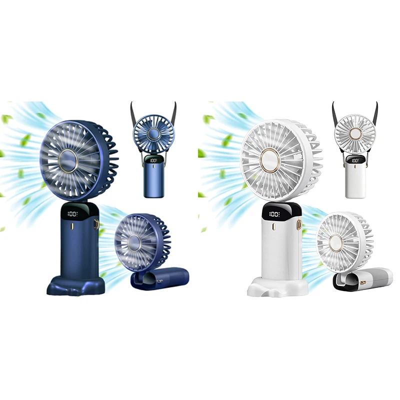 

Mini Handheld Fan, Portable Personal Fan Hanging Neck Fan 90° Adjustable USB Rechargeable Small Desk Fan
