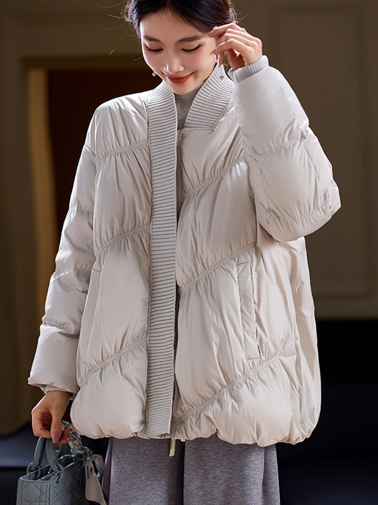 Модный утолщенный пуховик из простого дерева в стиле пэчворк женский зимний