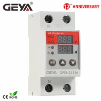 geya gps8 din rail over current protector over voltage under voltage protective device 40a 63a 80a 220vac
