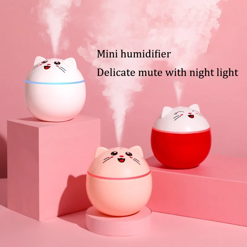 300ML Portable Smart Car Humidifier, Cute and Cute Air Purifier USB Aroma Diffuser, Ultrasonic Sprayer LED Night Light