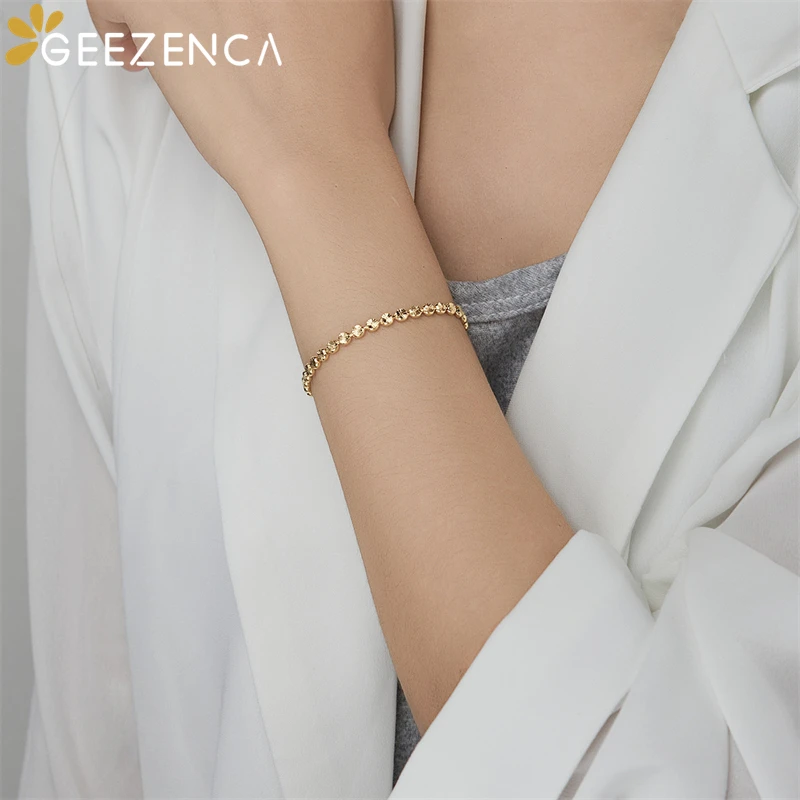 GEEZENCA итальянский стиль S925 серебряные гравированные плоские бусины 3 5 мм