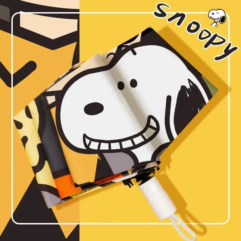 

New Kawaii Snoopy Cartoon Cute Portable Rain/sunny Umbrella Fully Automatic Folding Umbrella Student Sunshade Toys for Girls