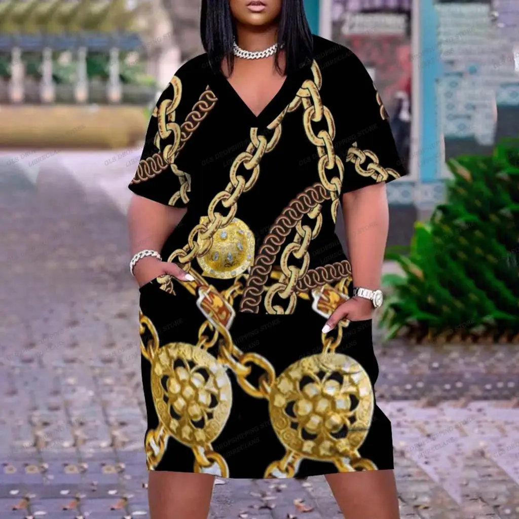 

Summer Dresses Women Fashion Casual Black Africa Dress Party Evening Boho Girls Plus Size Chain Dress Sexy Brand Sundress Beach