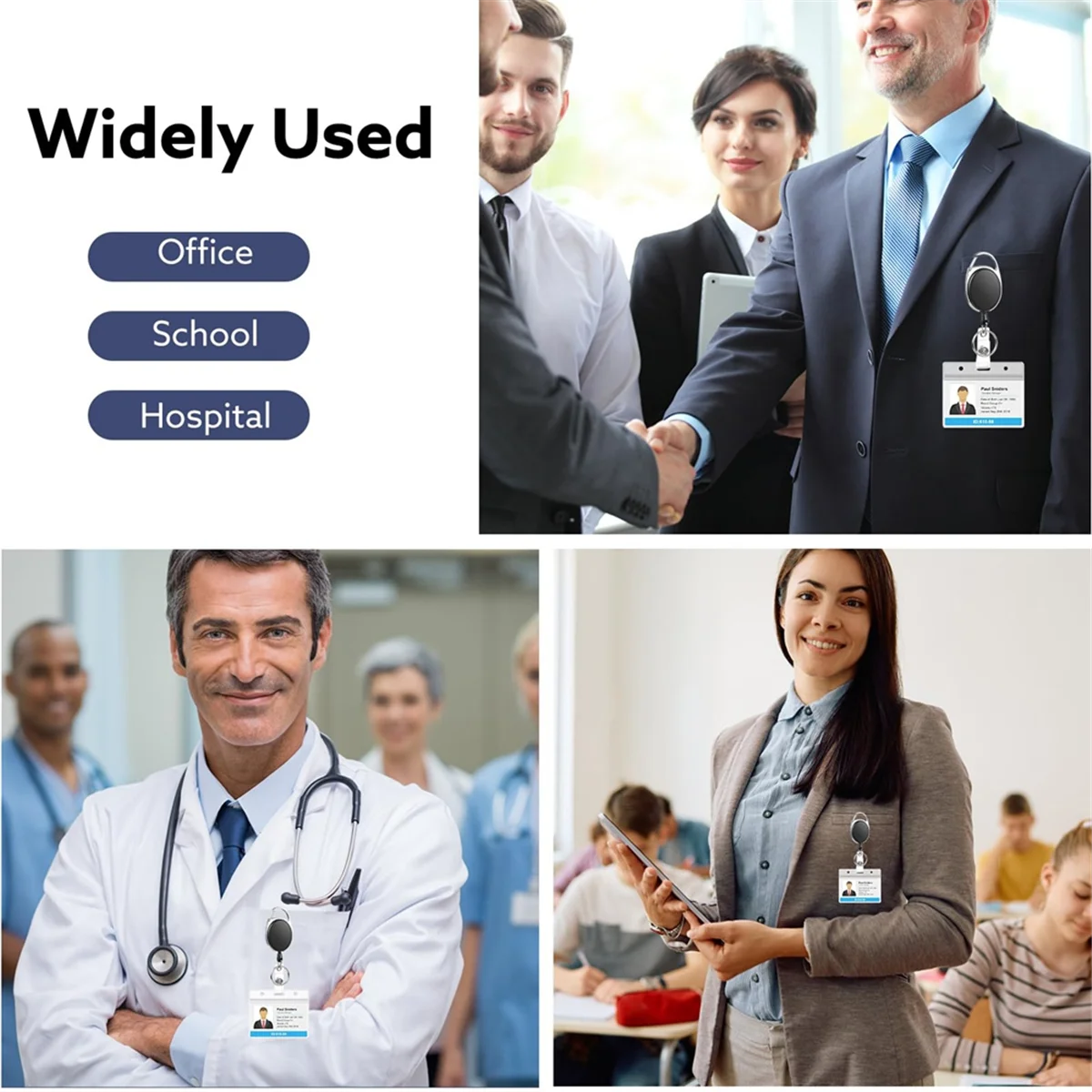 20-пакет катушек для бейджей выдвижной держатель бейджа с карабином прочный зажим