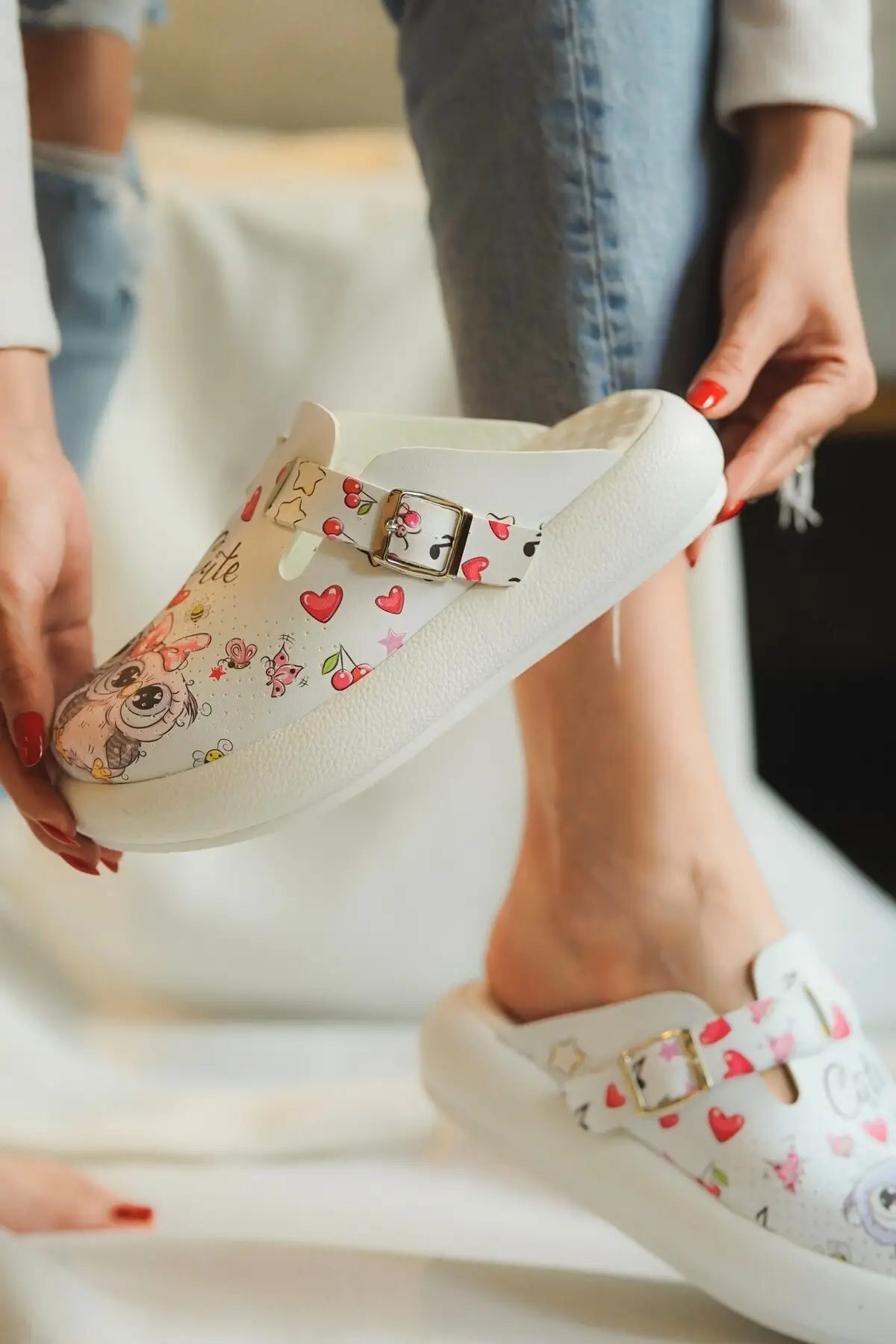 

Women Sandals In Love Owl Printed Sabo Daily Use Summer Indoor Outdoor Flip Flops Beach Shoe Female Slippers Platform Casual