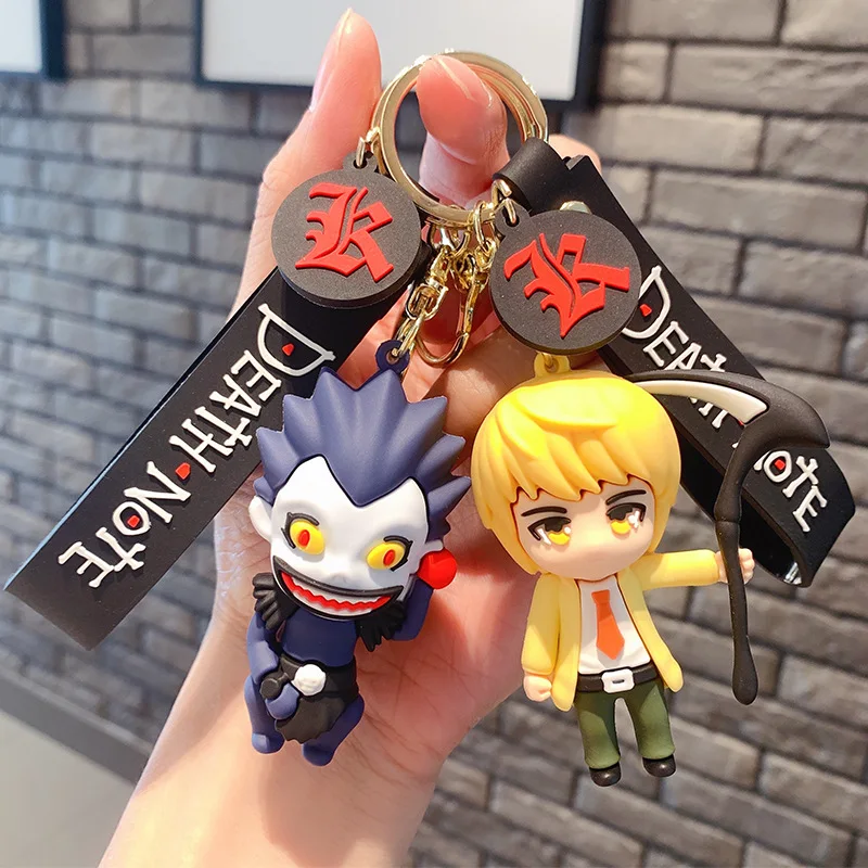 Death Note Keychain Anime L Ryuuku Ryuk Lanyard Key Rings 3D Doll Figure Key Buckles Props Bag Accessories Jewelry Friends Gift