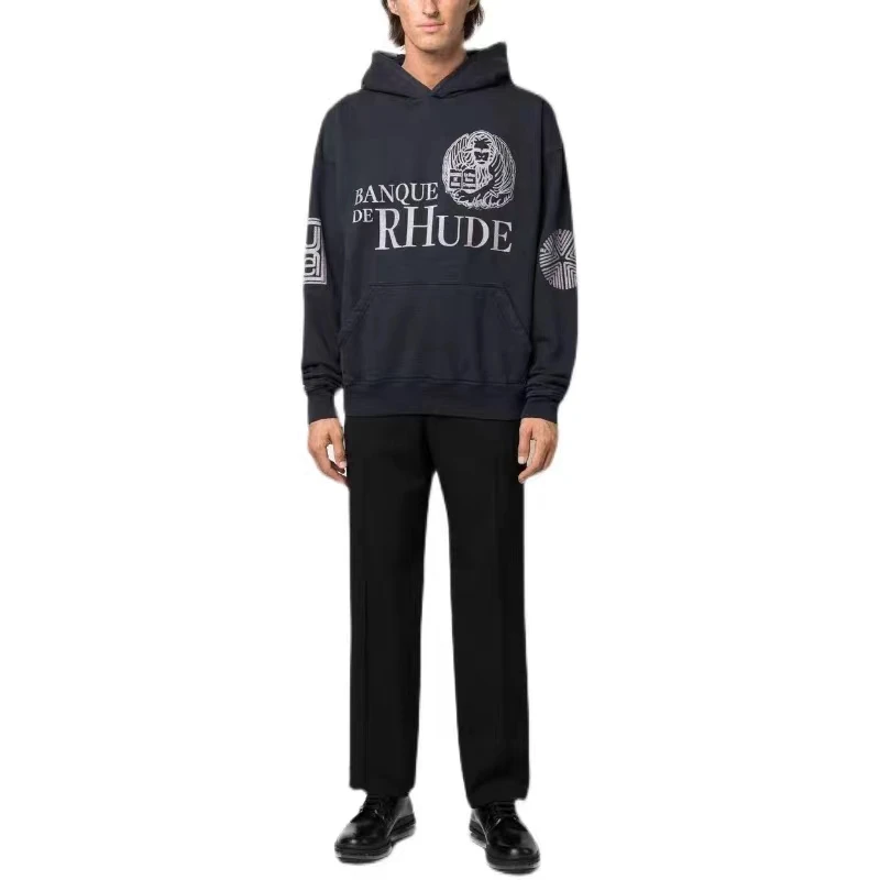 

RHUDE Autumn And Winter New Fashion Casual Loose Hooded Unisex Sweater Coat