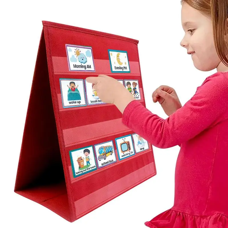 

Classroom Jobs Pocket Chart Table Top Pocket Chart Stand Desktop Self-Standing Pocket Charts Portable For Class Demonstrations