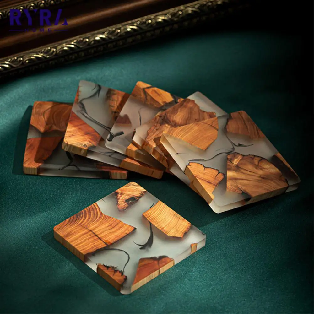 

Japanese Style Wooden Tea Coaster Resin Insulation Pad Simple Cup Holder Creative Gasket Tea Ceremony Spare Parts Household New