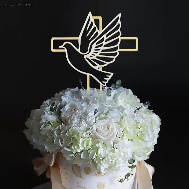 

Baptism First Communion Cake Decoration Insert Peace Dove Cake Topper Christening Party Supplies Acrylic Cake Decorating Tool